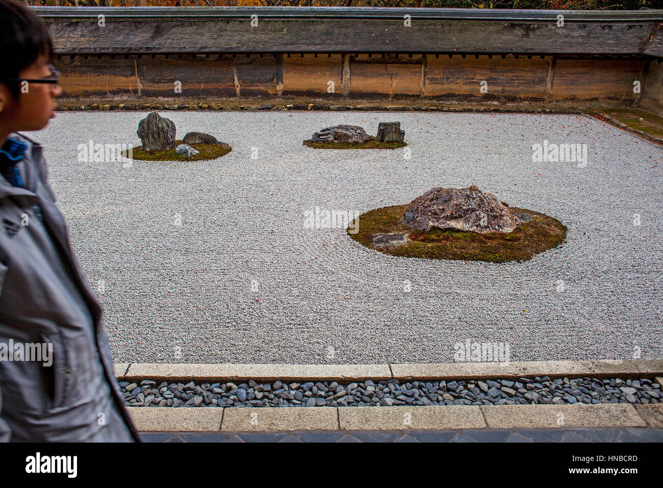 Zen garden in Ryoanji temple,UNESCO World Heritage Site,Kyoto, Japan