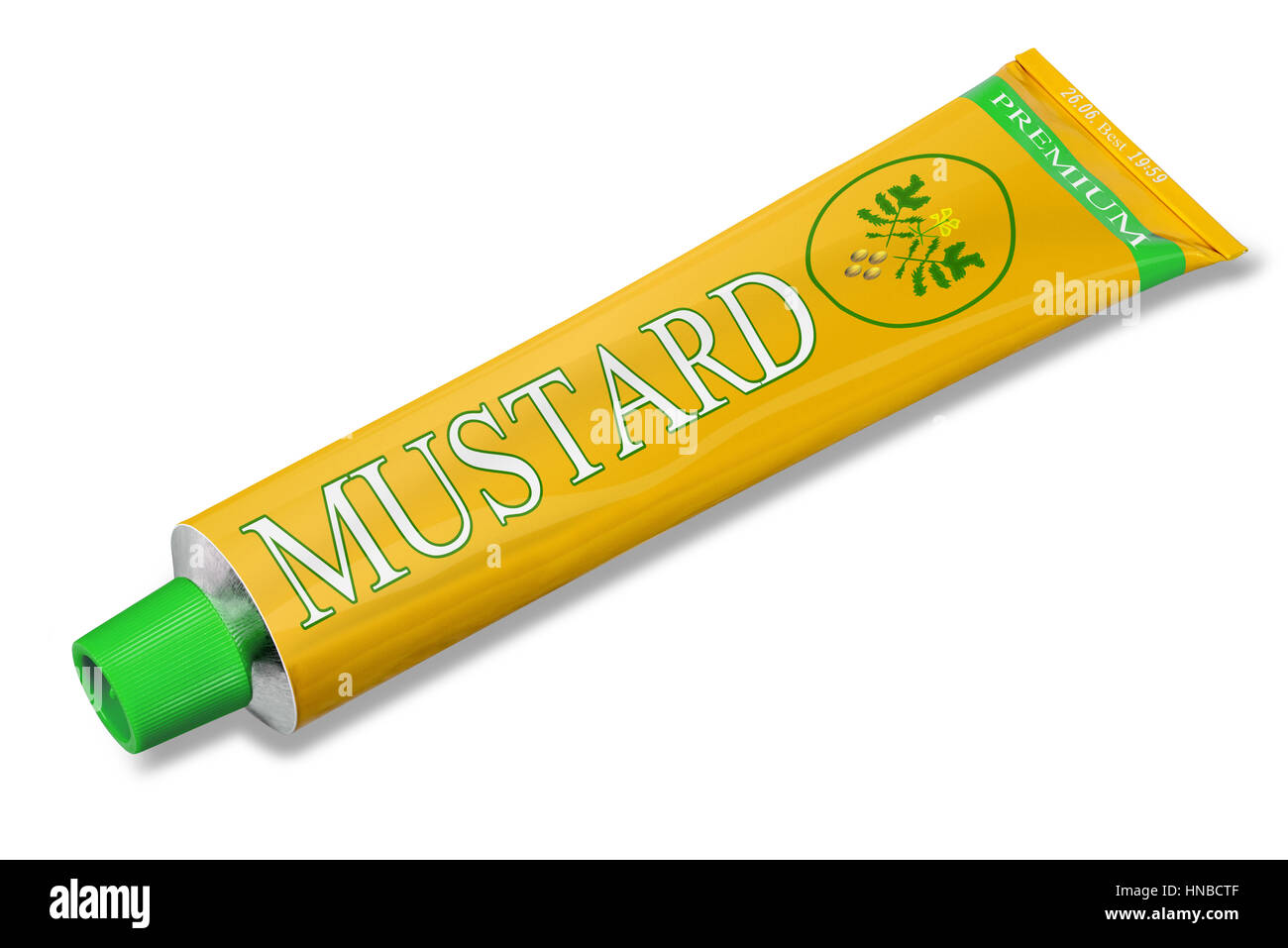 Fictive mustard tube Stock Photo