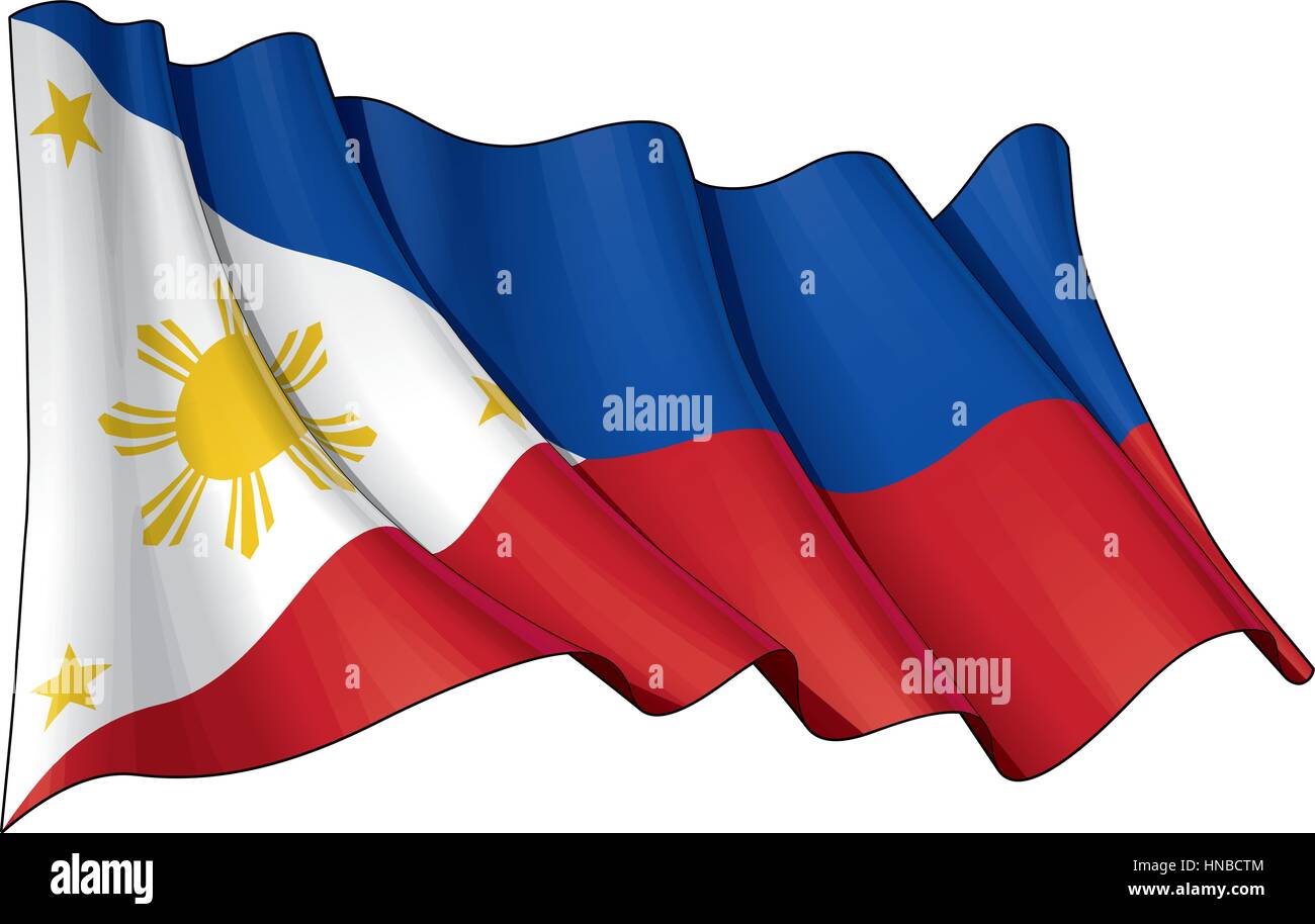 Vector Illustration Of A Waving Filipino Flag All Elements Neatly Organized Lines Shading Flag Colors On Separate Layers For Easy Editing Stock Vector Image Art Alamy
