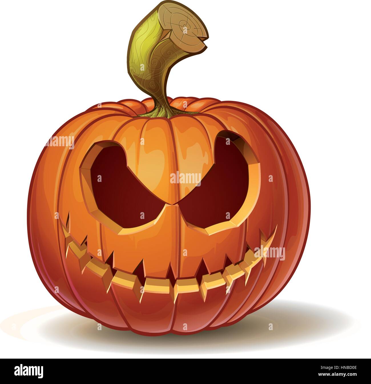 Cartoon vector illustration of a Jack-O-Lantern pumpkin curved in a ...