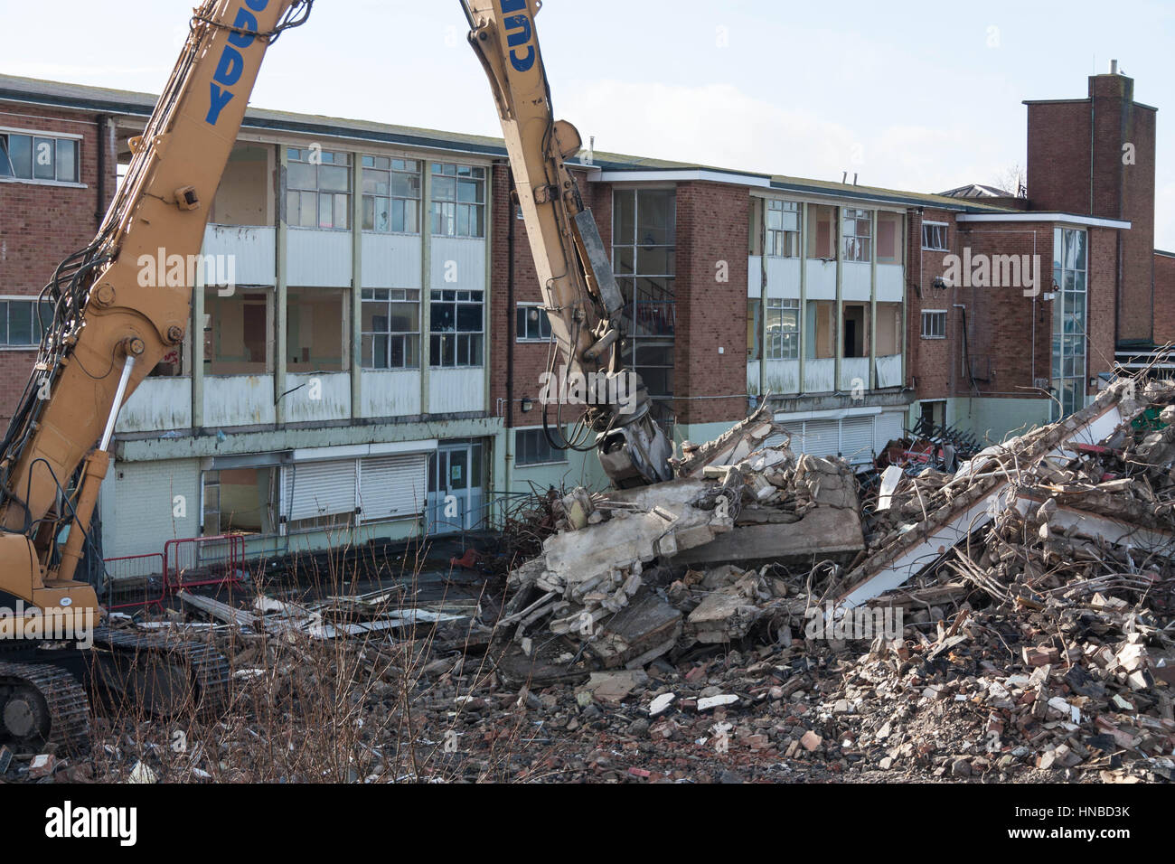 Demolition of Sandfields Comprehensive School Stock Photo Alamy
