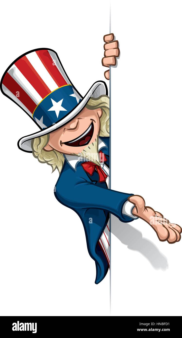 Clean-cut, overview cartoon illustration of Uncle Sam presenting a surface  [waiting to be filled] Stock Vector Image \u0026 Art - Alamy, image size:748x1390