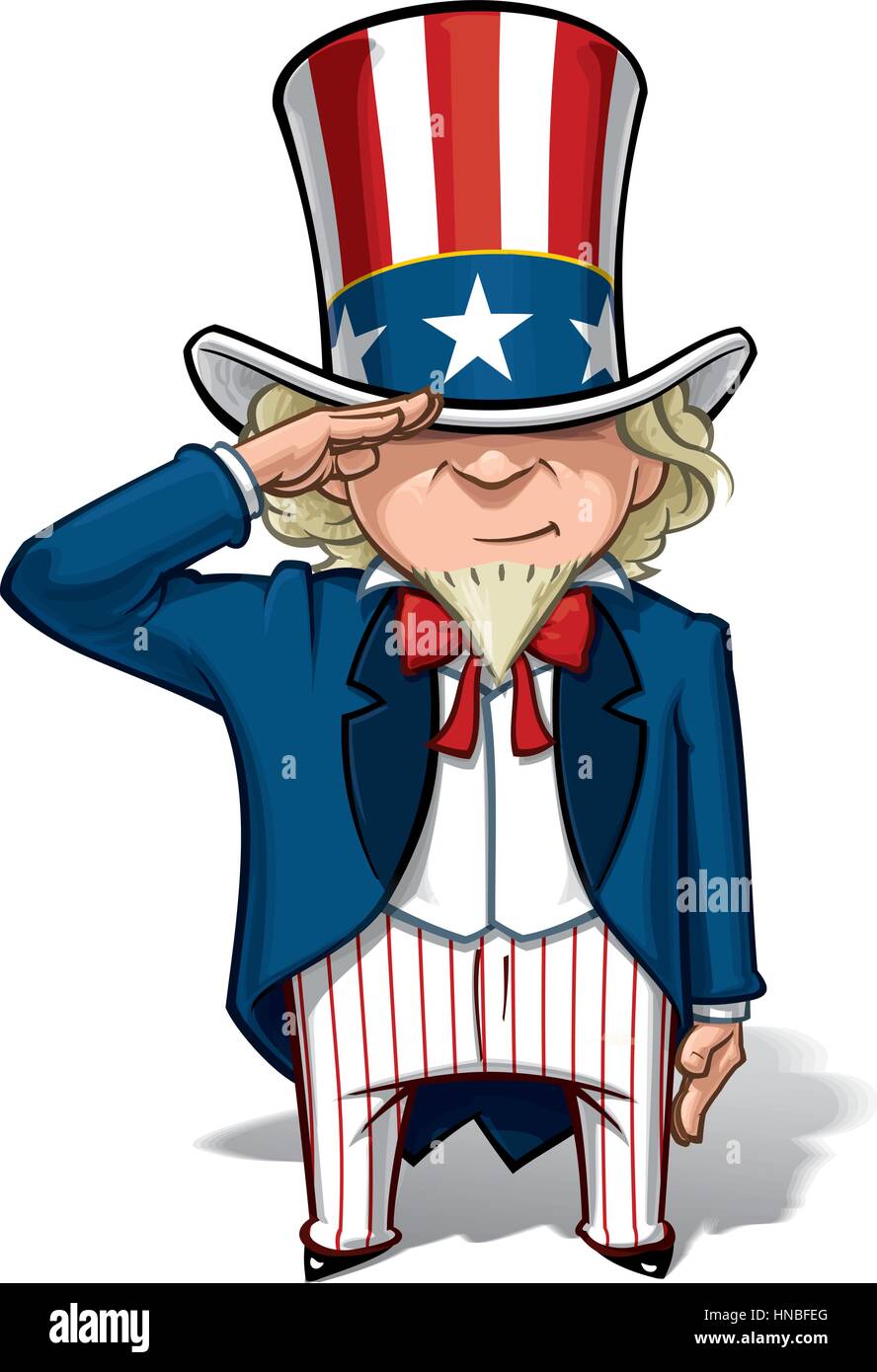 Vector Cartoon Illustration of Uncle Sam saluting. Stock Vector