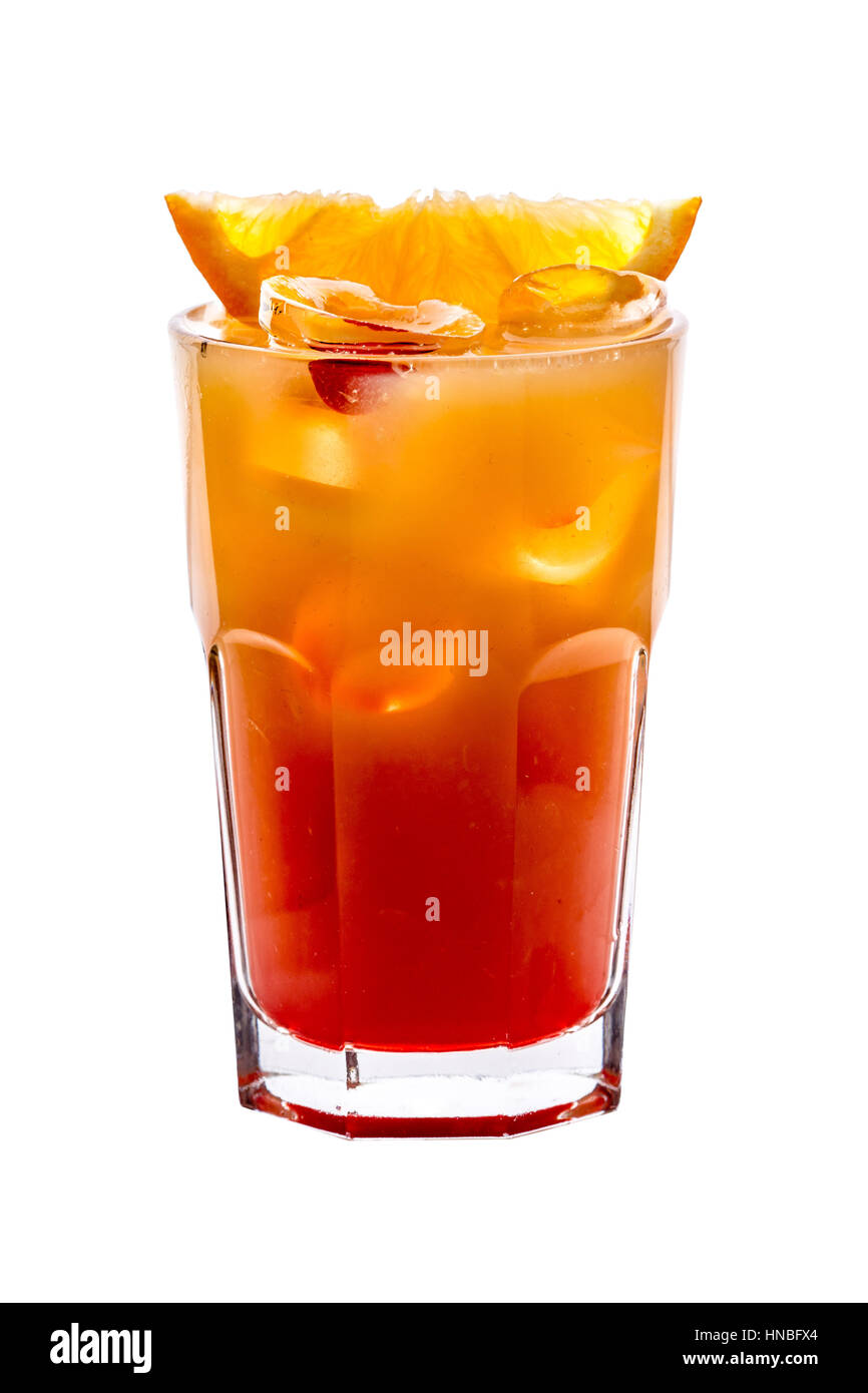 Verycoloured glass of orange and red coctail Stock Photo