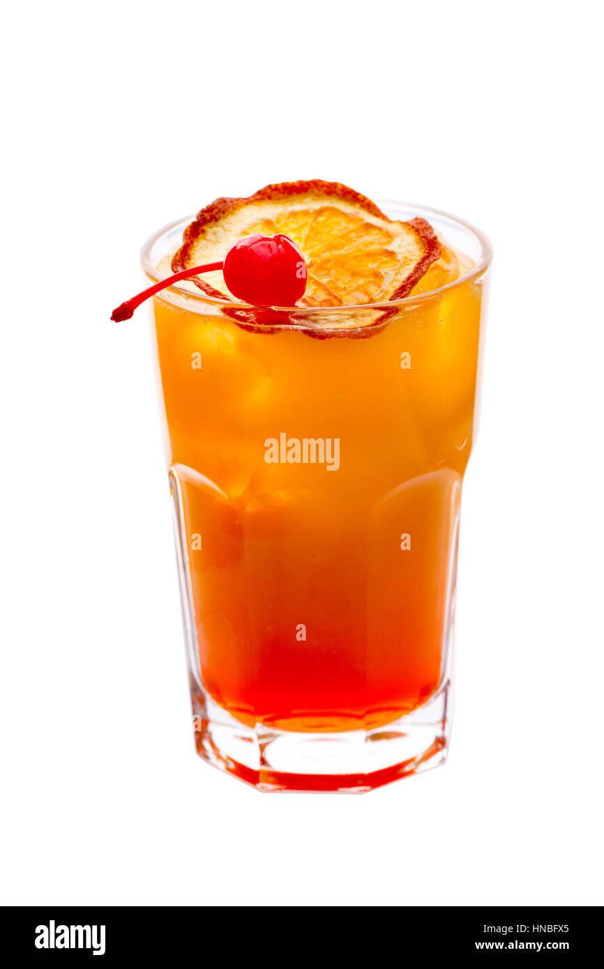 Verycoloured glass of orange and red coctail Stock Photo