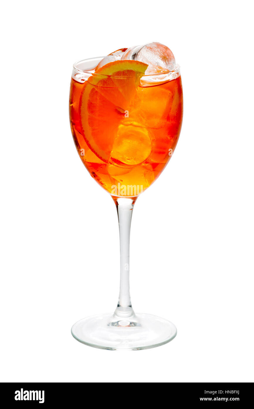 Wineglass with orange lemonade close-up Stock Photo