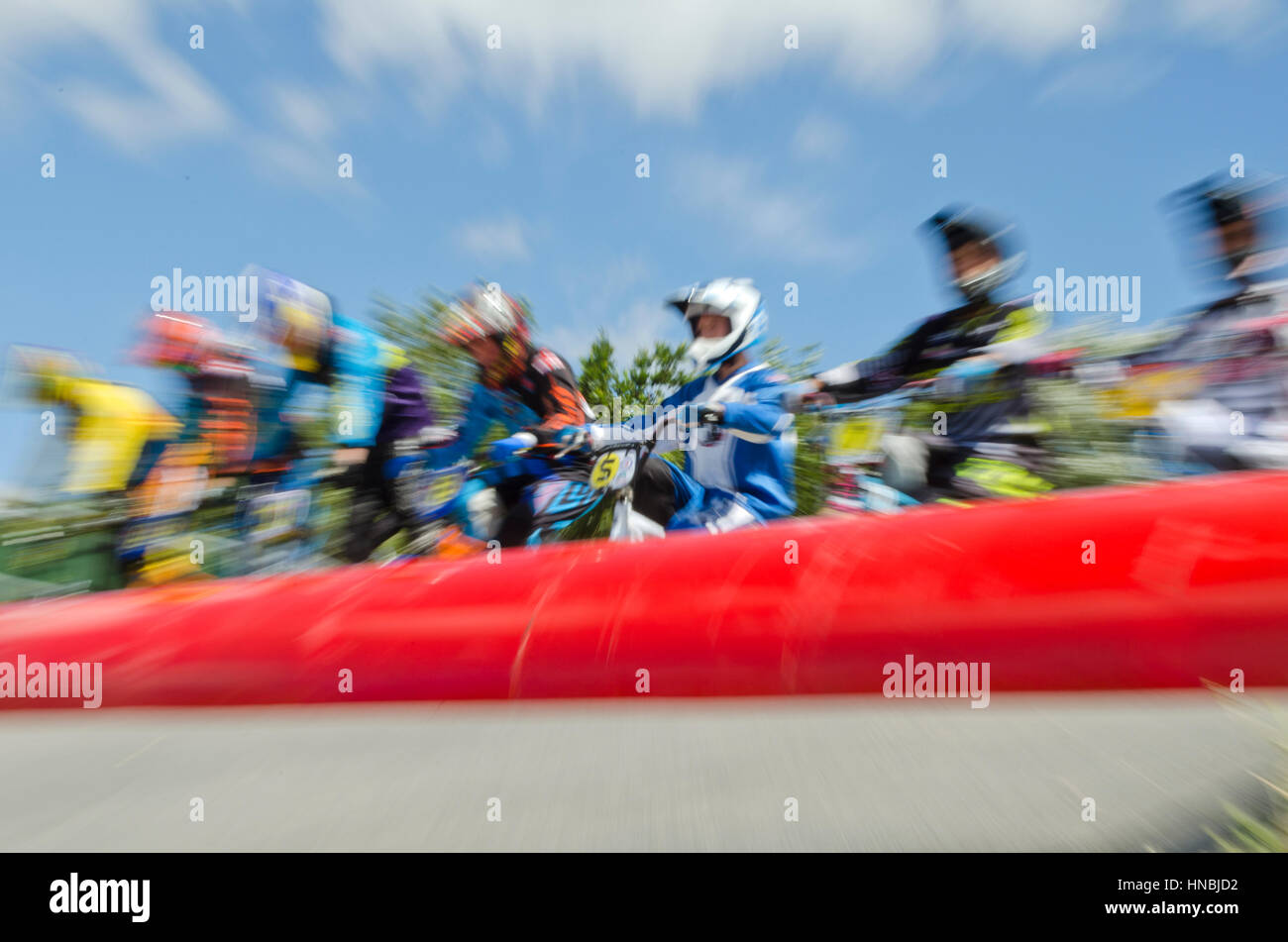 bmx racing bikes and riders compete on this cycle track in gosport hampshire Stock Photo Alamy