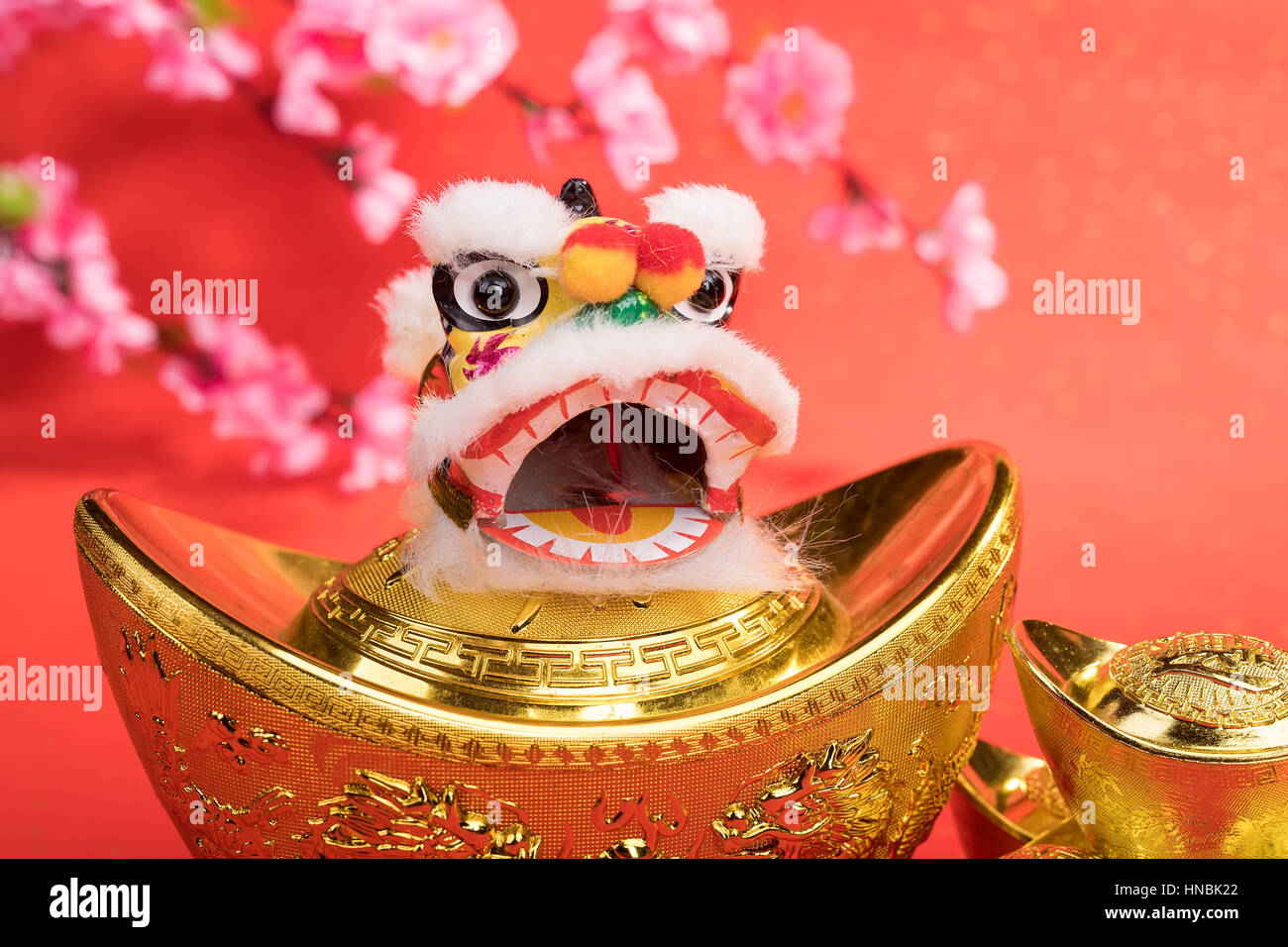 chinese traditional dancing lion for new year Stock Photo