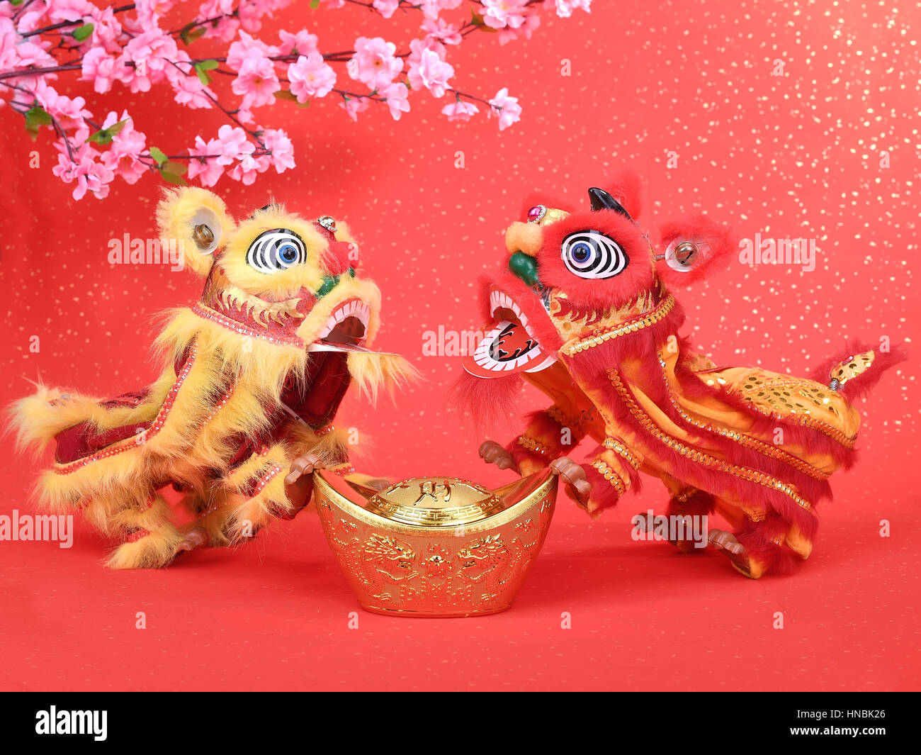 chinese traditional dancing lion for new year Stock Photo
