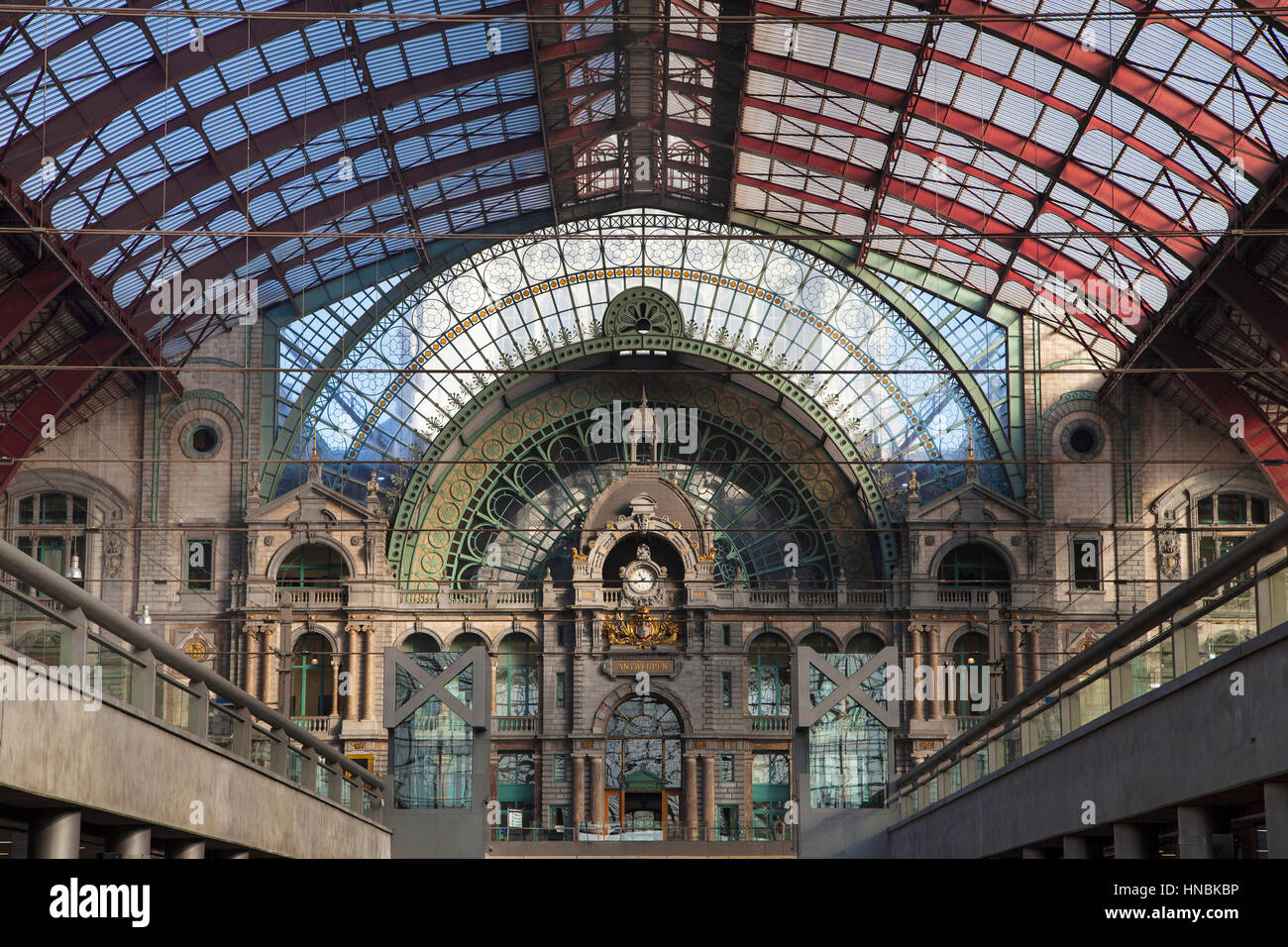 Antwerp Central Railway Station in Antwerp, Belgium. Stock Photo