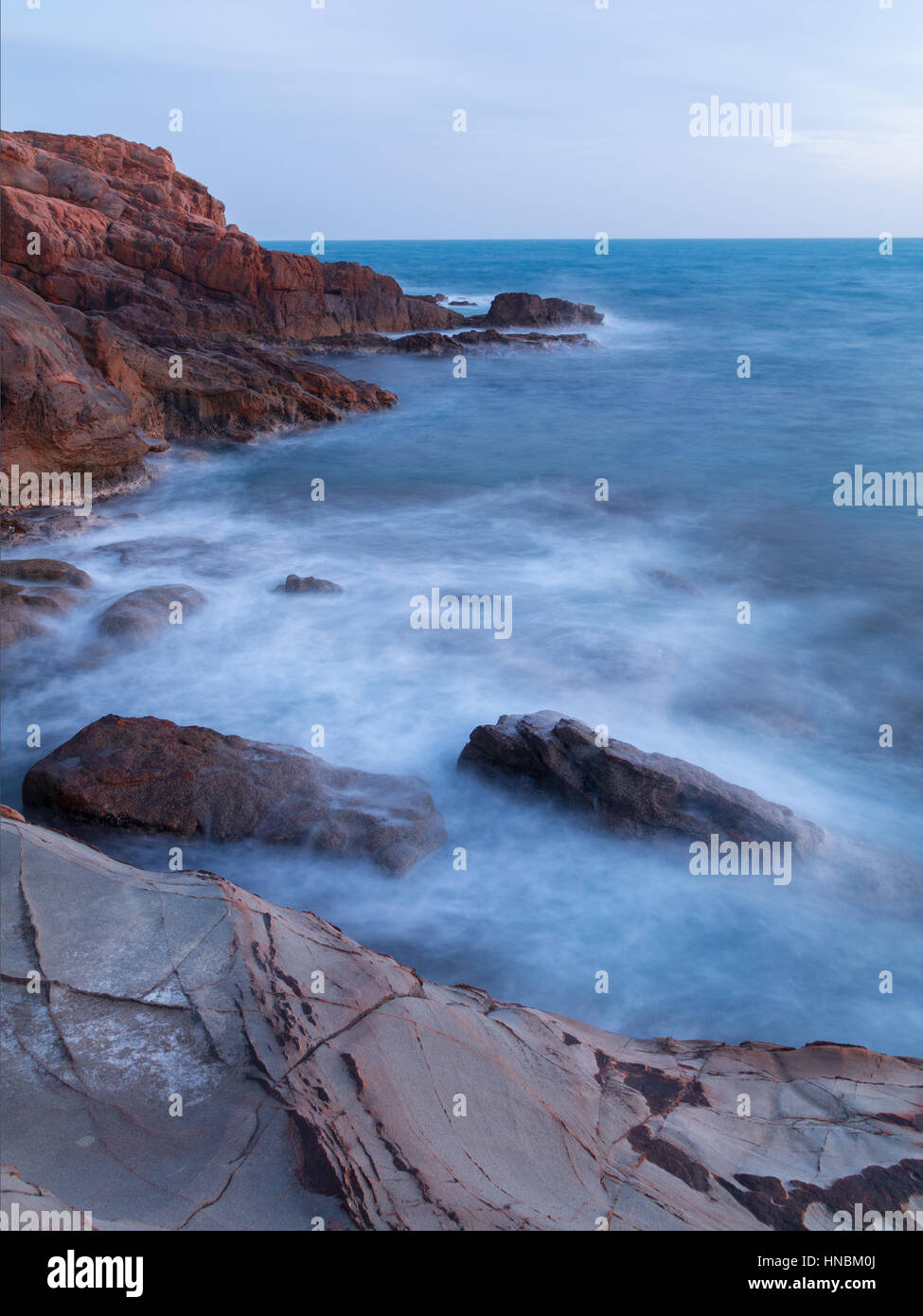 Rocks on the coast near Livorno in Tuscany region in Italy Stock Photo