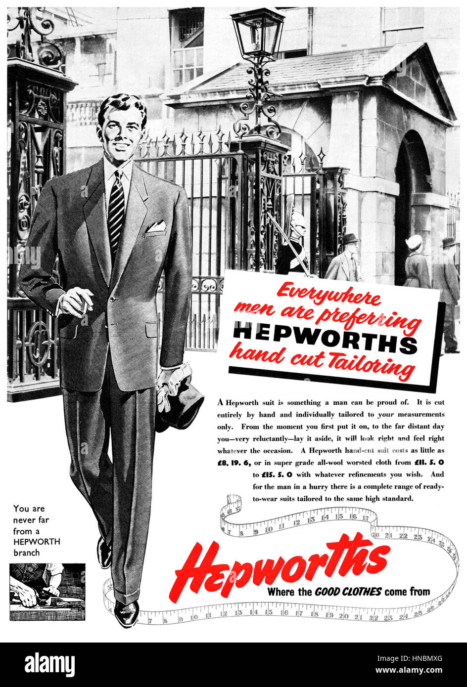 1956 British advertisement for Hepworths Tailors Stock Photo