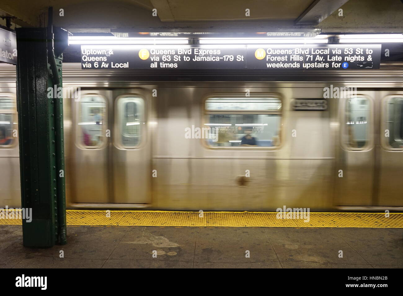 Subway stop New York city. Manhattan. USA. Stock Photo