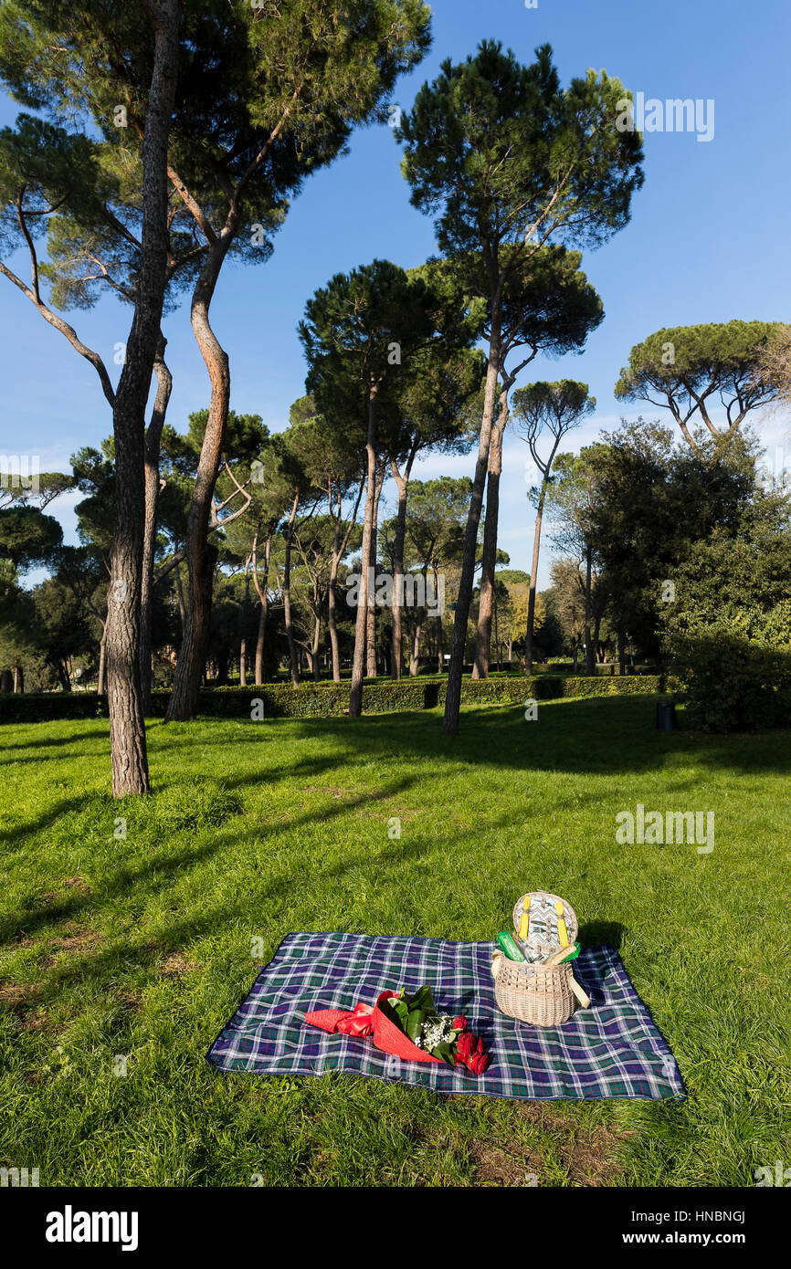 Romantic picnic in a park in Rome Italy Stock Photo Alamy