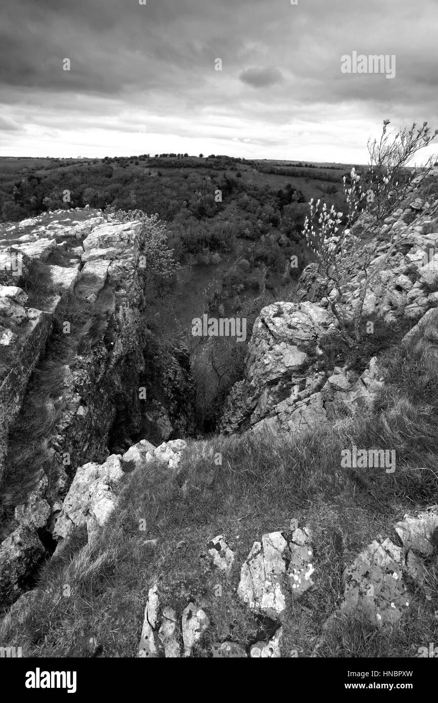 Summer view over the Limestone cliffs of Cheddar Mendip Hills
