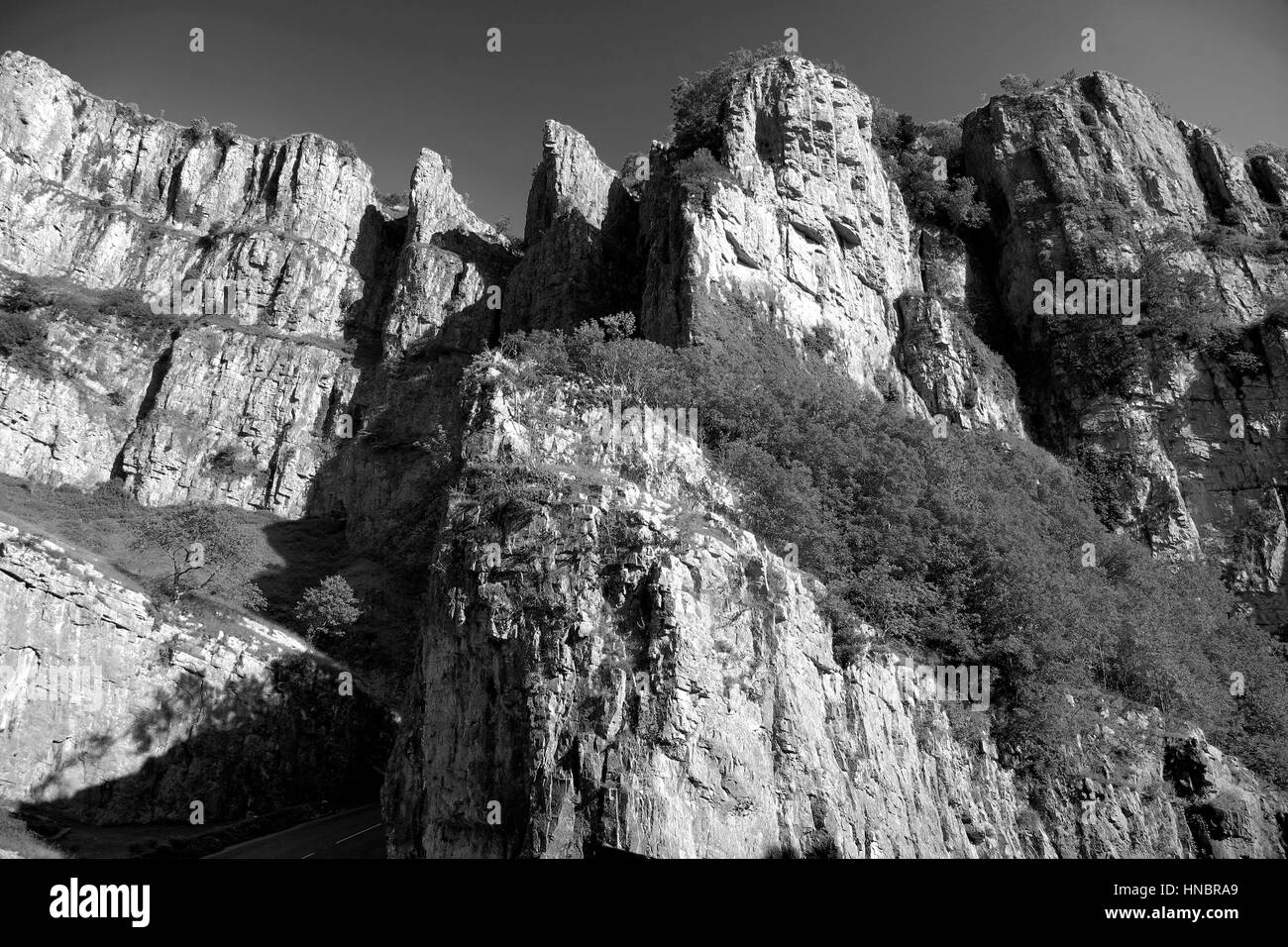 Summer view over the Limestone cliffs of Cheddar Mendip Hills