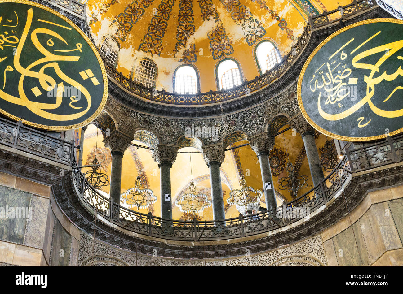 Istanbul, Turkey - August 22,2013: Interior of Hagia Sofia on Agoust 20, 2013 in Istanbul, Turkey. Hagia Sophia is a former Greek Orthodox patriarchal Stock Photo