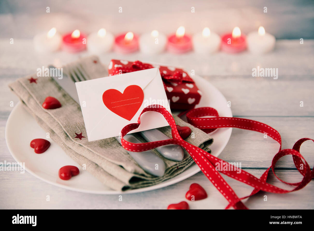 Valentine's Day place setting Stock Photo Alamy