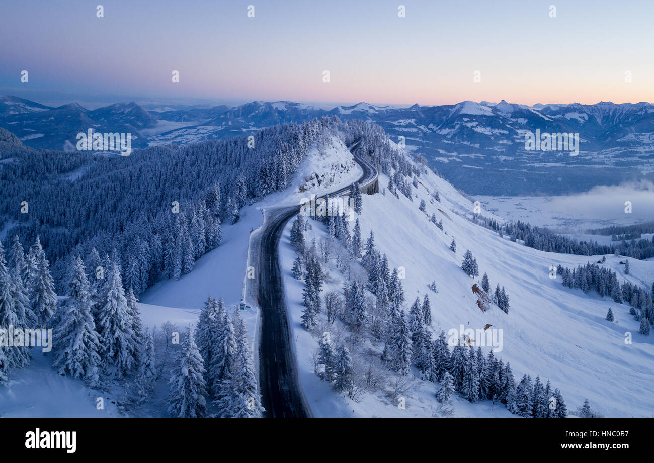 Aerial view of Rossfeld Panorama Road between Austria and Germany Stock Photo