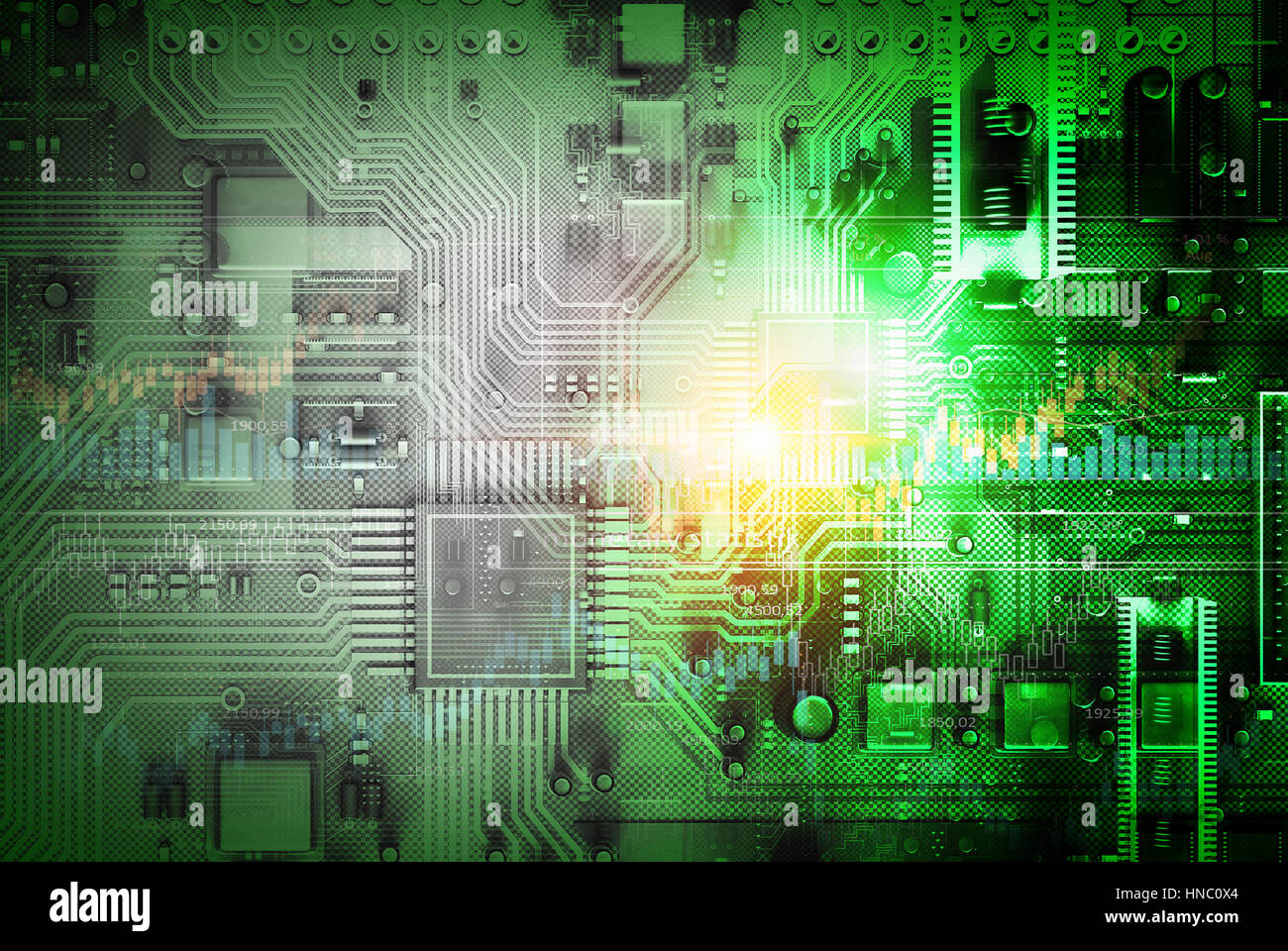 Digital interface background with graphs and diagrams. 3D rendering ...