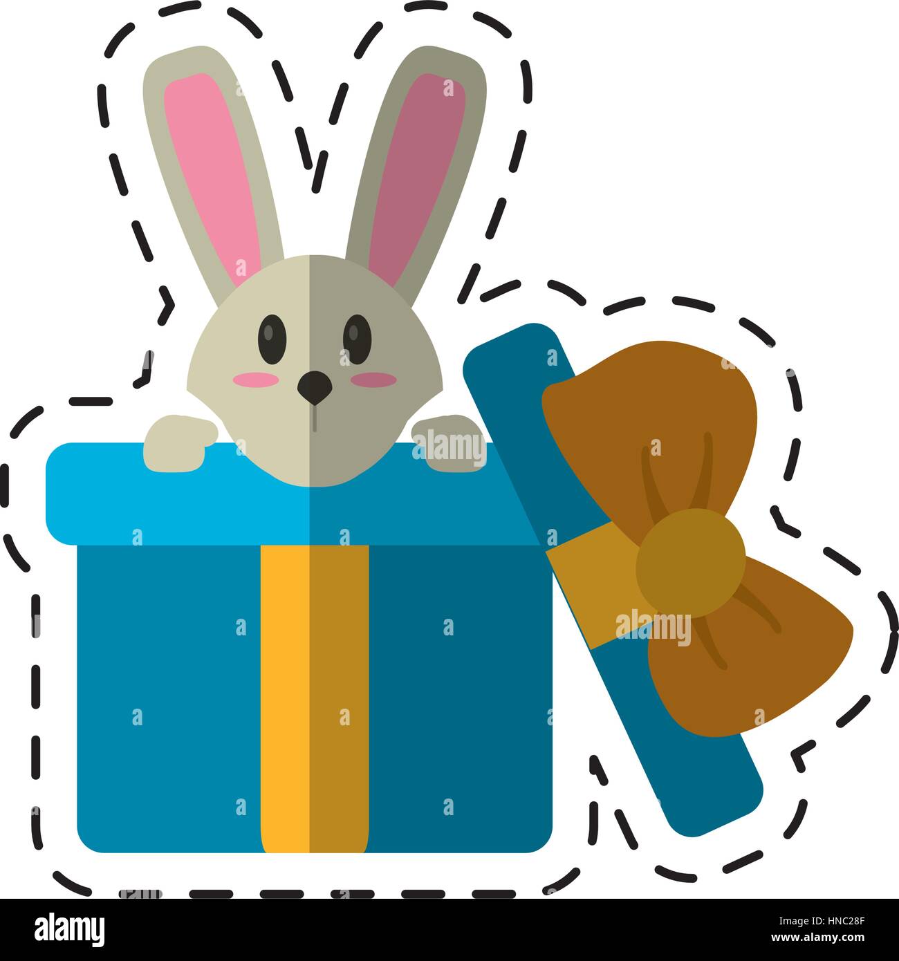 cartoon cute rabbit hiding gift box surprise vector illustration eps 10