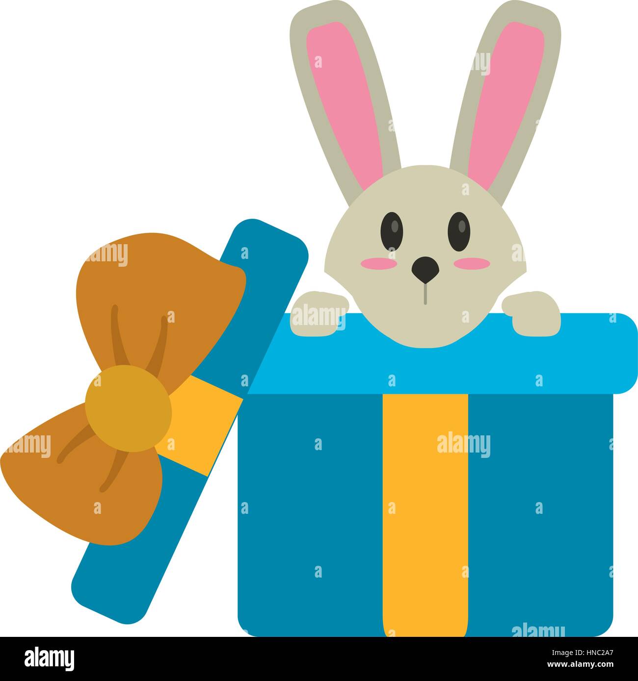 cute rabbit hiding gift box surprise vector illustration eps 10 Stock Vector