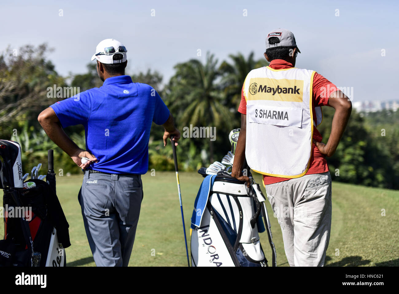 Kuala Lumpur Malaysia 11th Feb 2017 Shubhankar Sharma L India Pictured During Day Three Of The 2017 Maybank Championship Malaysia At Saujana Golf And Country Club On February 11 2017 In Kuala Lumpur