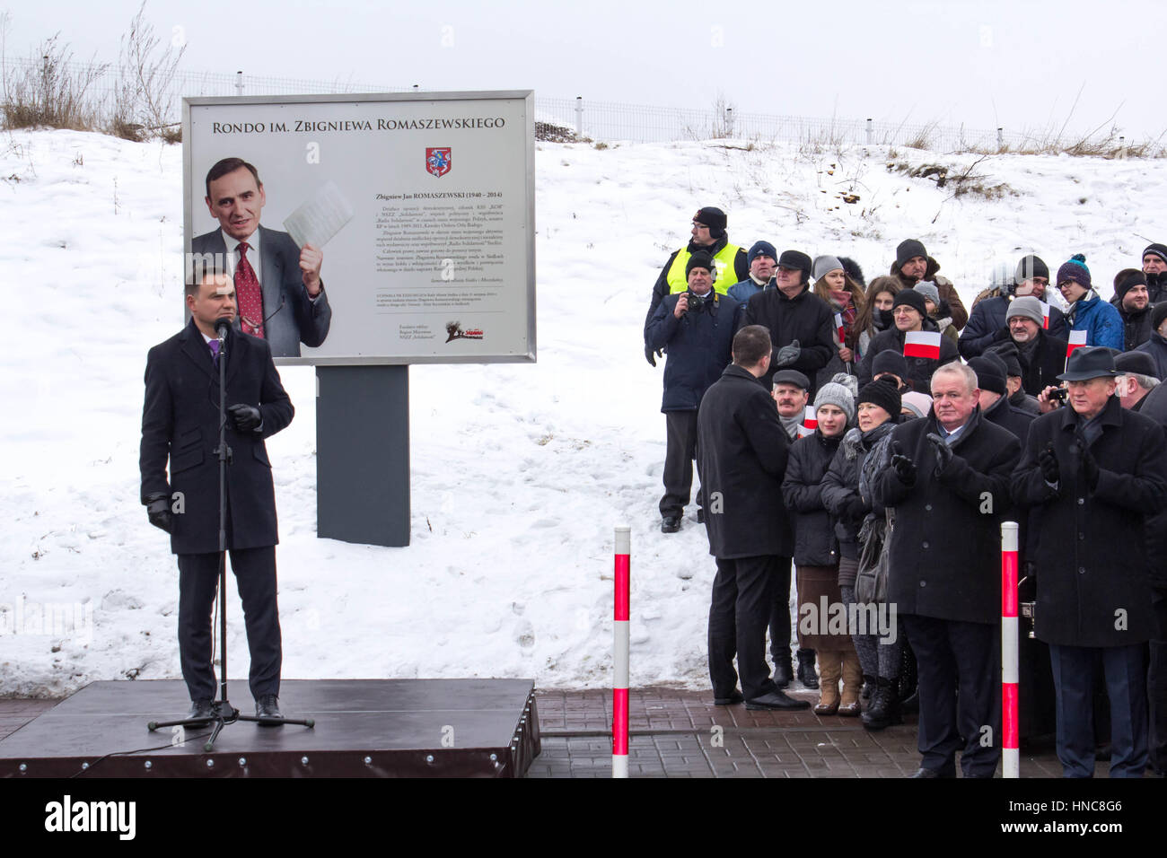 Siedlce, Poland. 11th February 2017. Polish president Andrzej Duda gave roundabouts in Siedlce name Zbigniew Romaszewski.Siedlce, Poland, 11th February 2017.. Credit: Marcin Poziemski/Alamy Live News Stock Photo