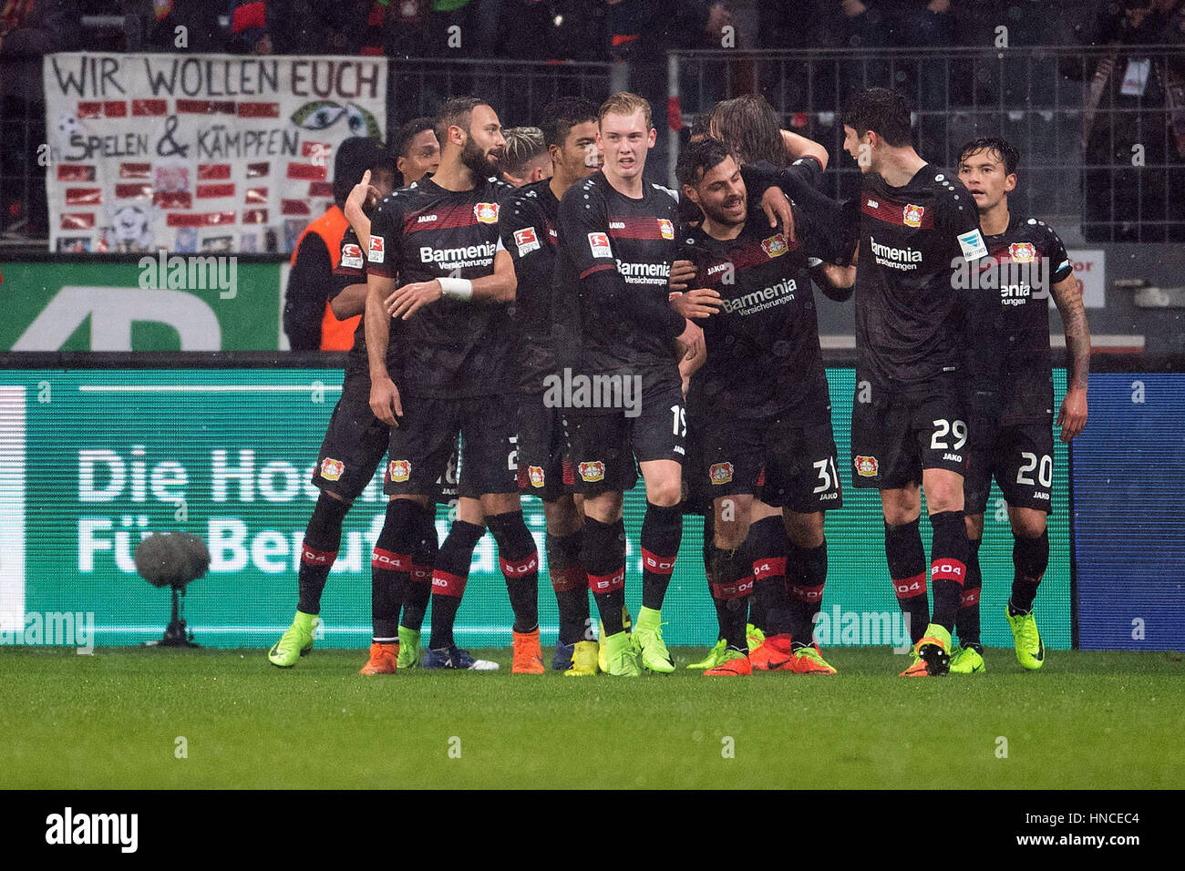 February 11th 2017, Leverkusen, Germany; Leverkusen's players