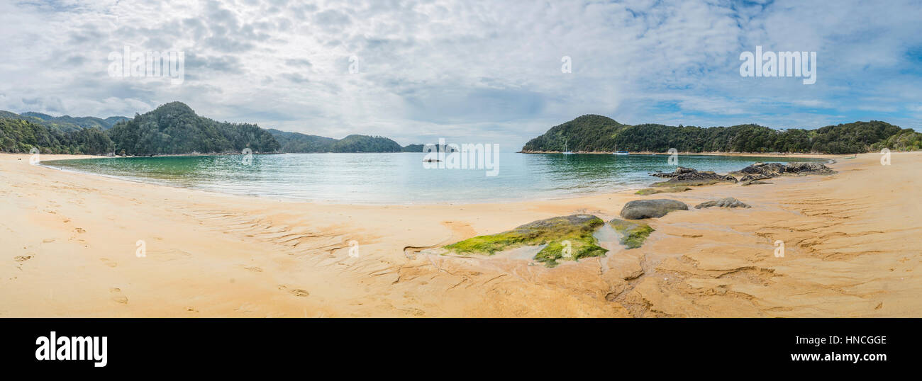 Anchorage Bay Beach, Abel Tasman National Park, Tasman Region, Southland, New Zealand Stock Photo
