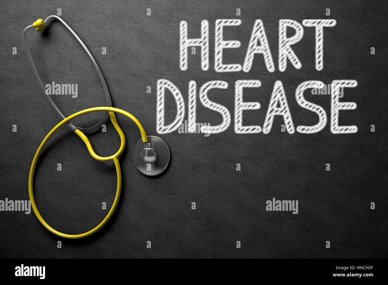 Chalkboard with Heart Disease Concept. 3D Illustration. Stock Photo