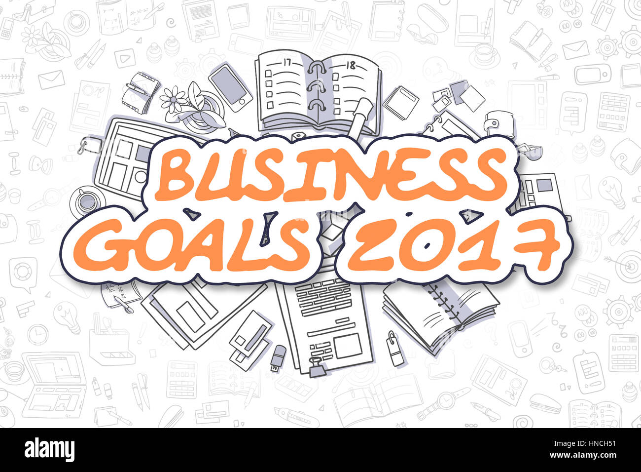 Business Goals 2017 - Doodle Orange Word. Business Concept. Stock Photo