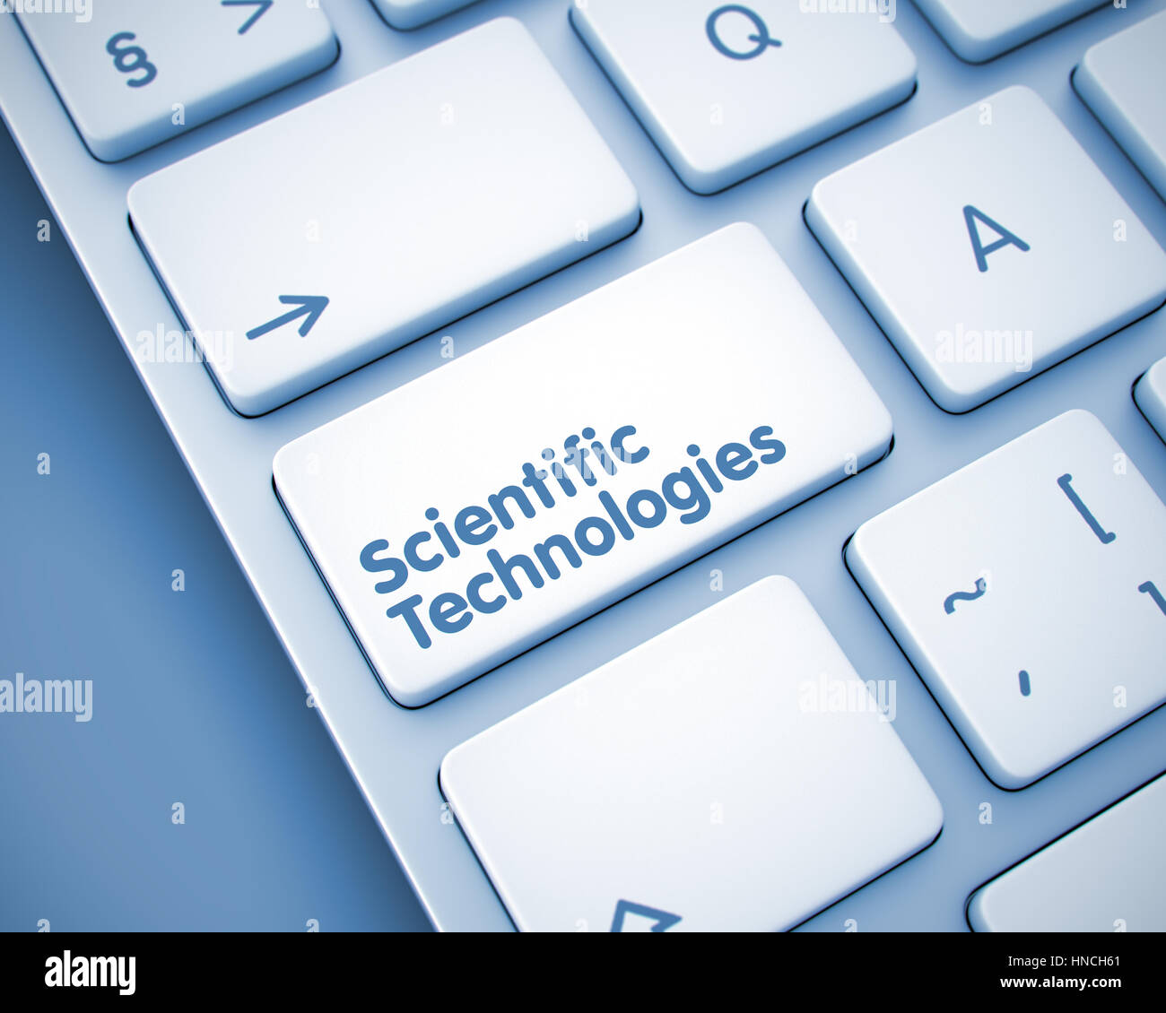 Scientific Technologies Inscription on Keyboard Keypad. 3D Stock