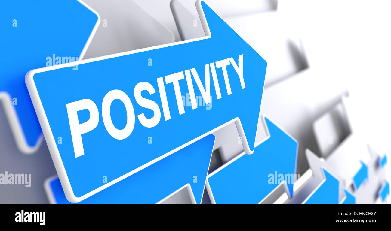 Positivity - Inscription on the Blue Pointer. 3D. Stock Photo