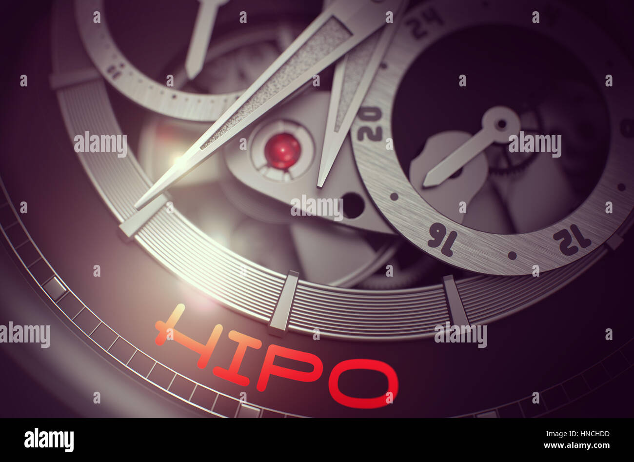 HIPO on Fashion Pocket Watch Mechanism. 3D. Stock Photo
