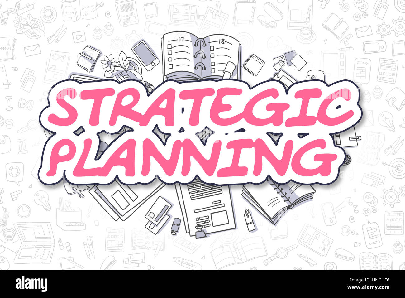 Strategic Planning - Cartoon Magenta Text. Business Concept. Stock Photo