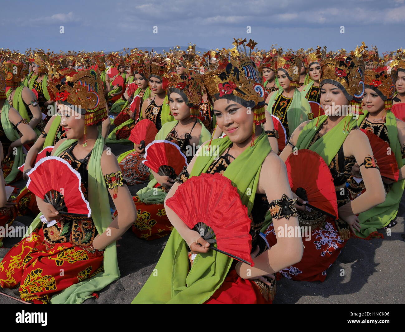 Indonesia, East Java, Banyuwangi, Cemara beach. Gandrung Sewu Festival