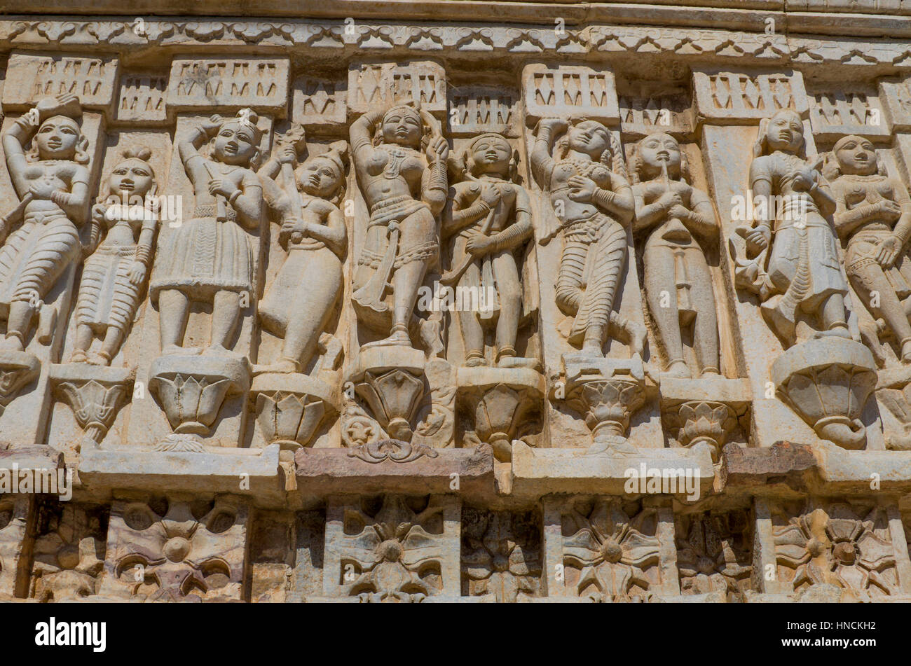 sculptural relief with the image of living beings Stock Photo