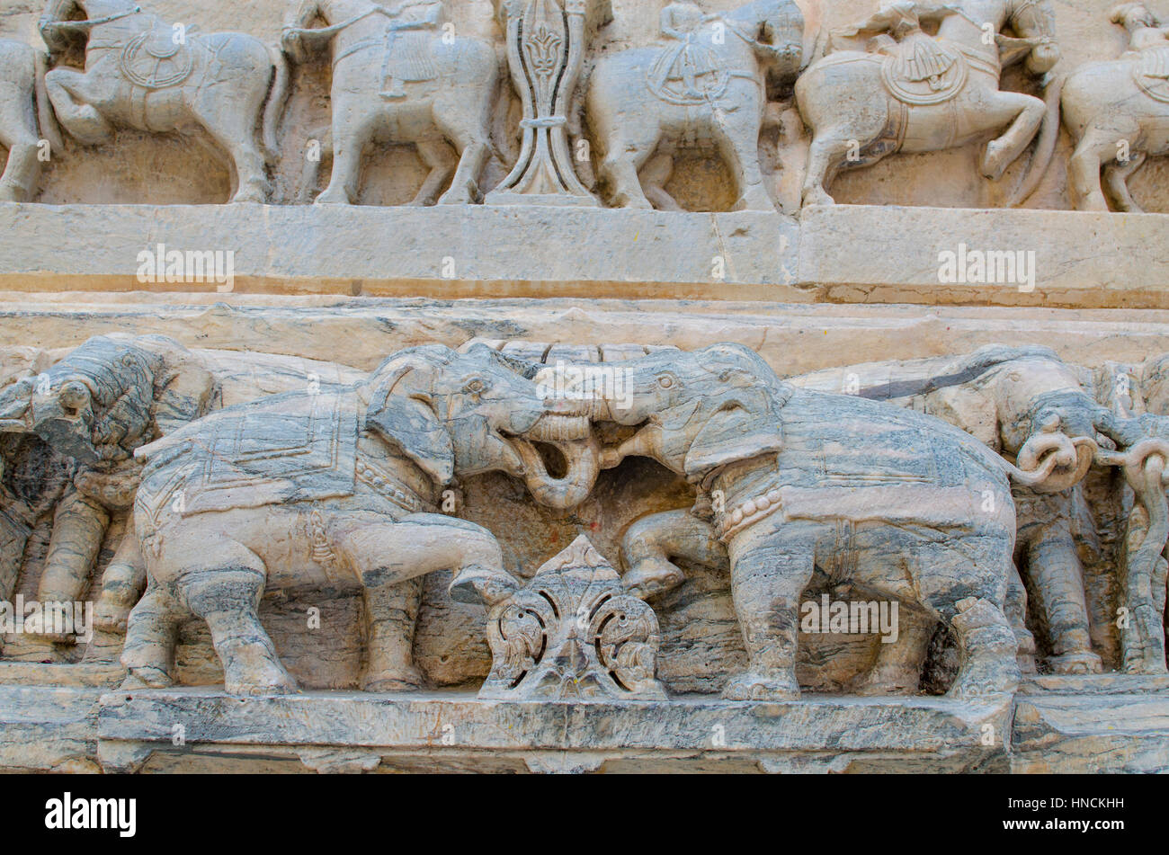 sculptural relief with the image of living beings Stock Photo