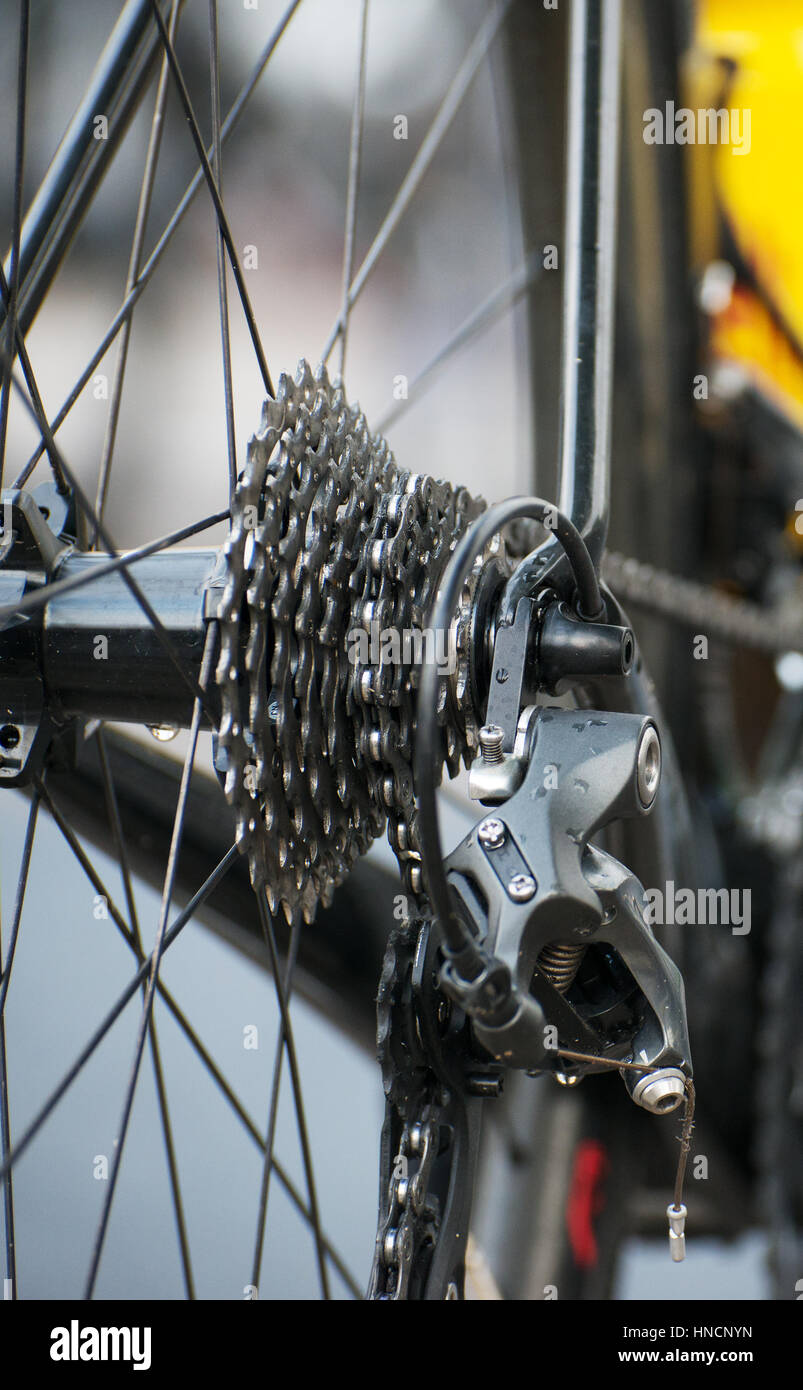 Rear wheel of sports track bike Stock Photo - Alamy