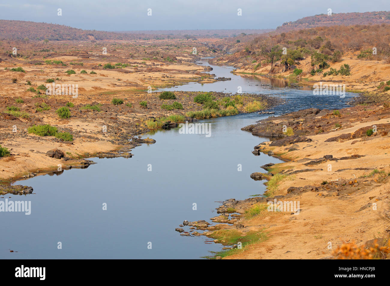Landscape view of the olifants river, Kruger National Park, South Africa Stock Photo