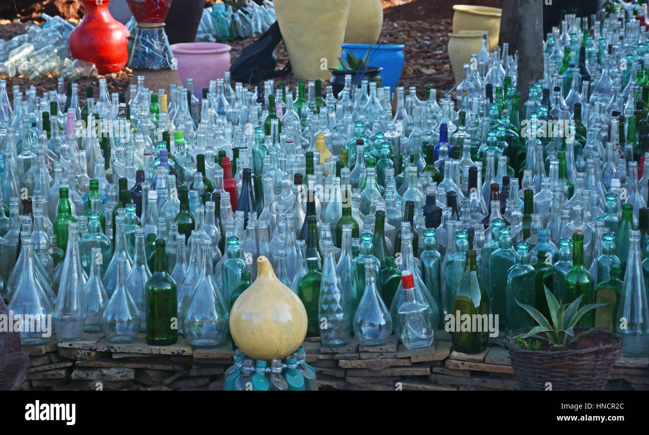 Recycled bottles for sale by roadside, Nairobi, Kenya Stock Photo Alamy