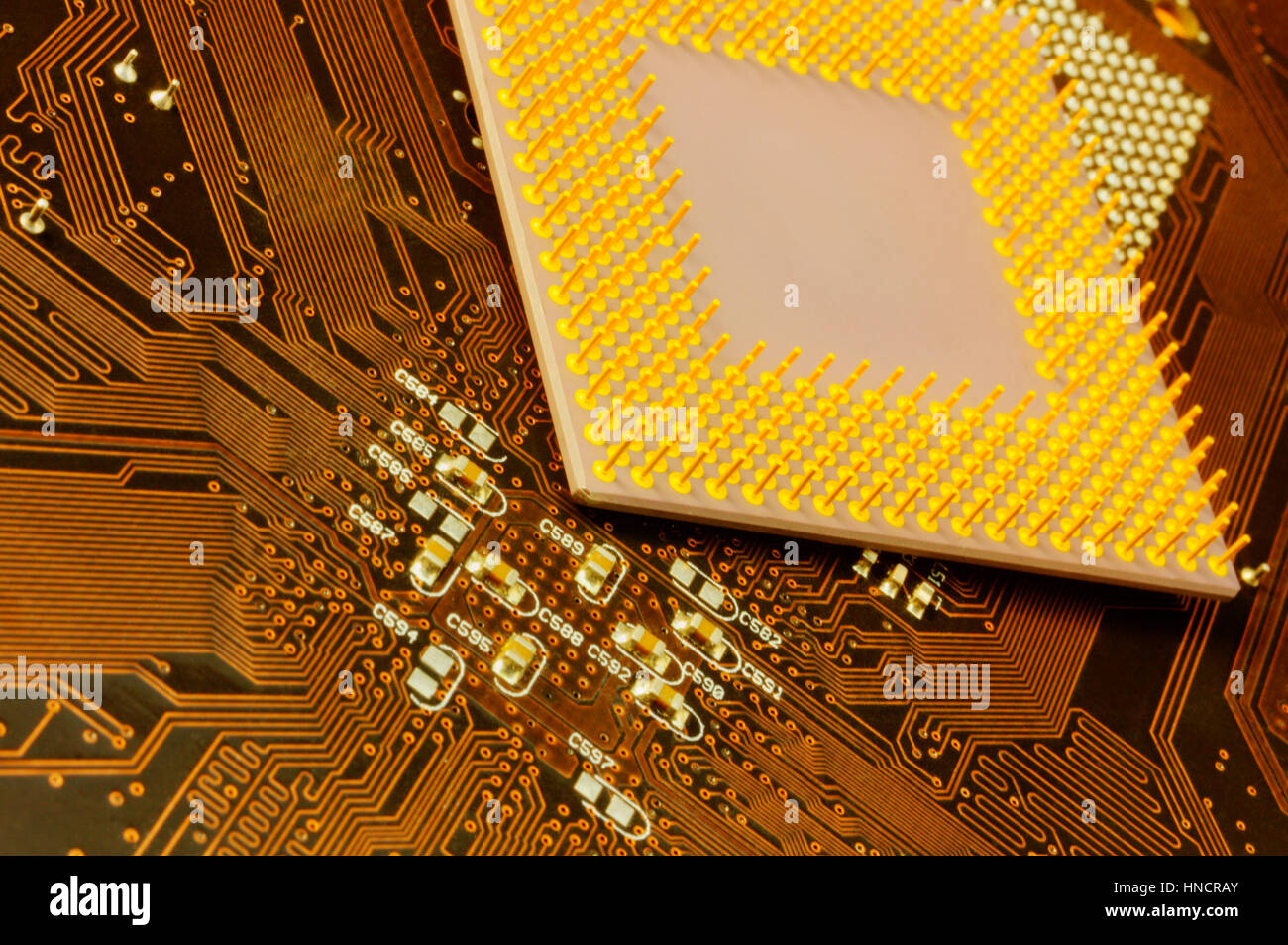Inside of computer - motherboard semiconductors and electronics Stock ...