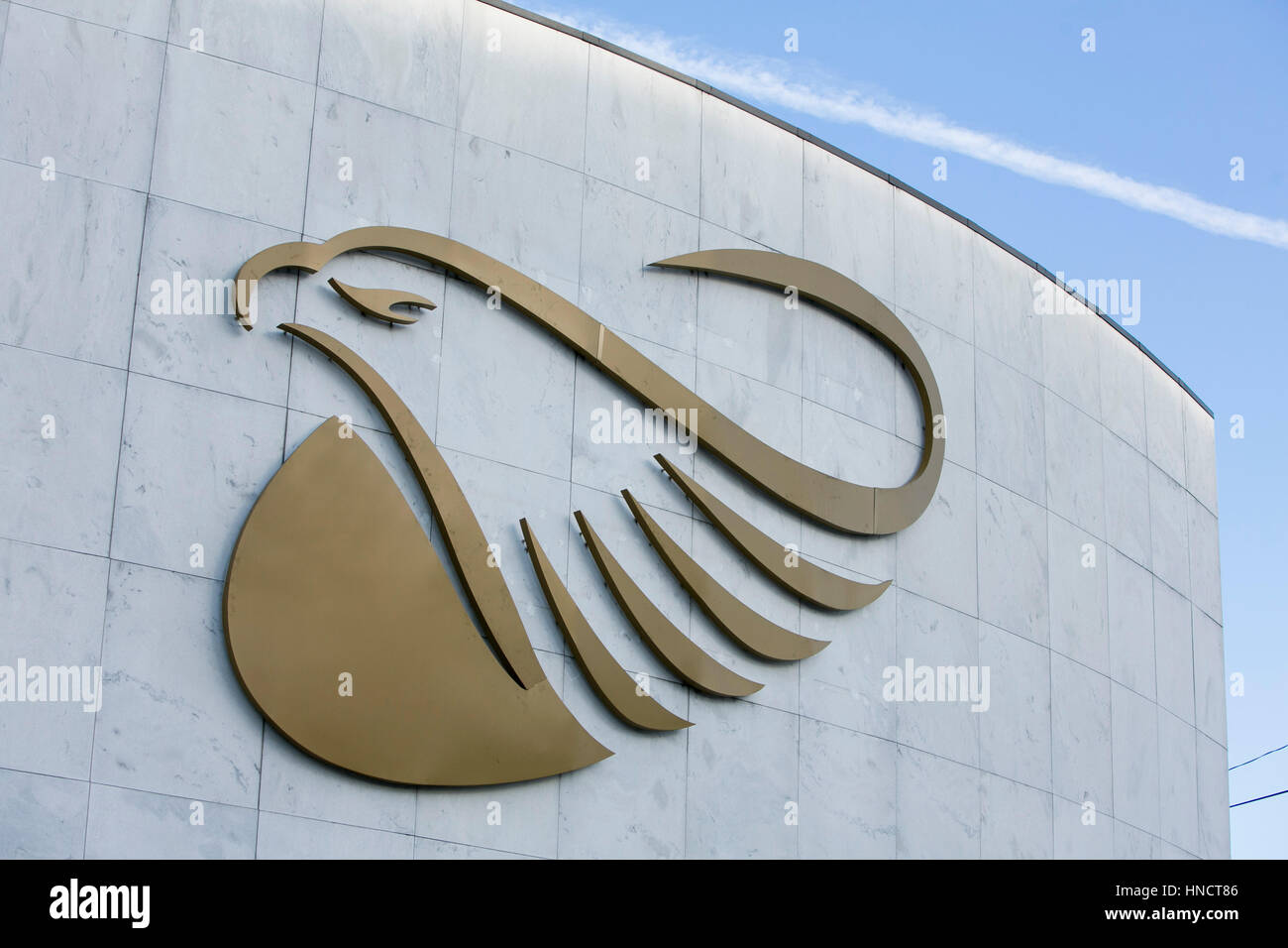 A logo sign outside of a facility occupied by the U.S. Smokeless