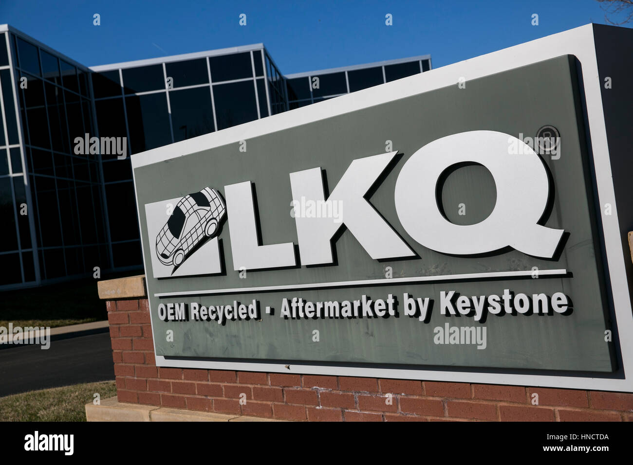 A logo sign outside of a facility occupied by the LKQ Corporation in Nashville, Tennessee on February 4, 2017. Stock Photo