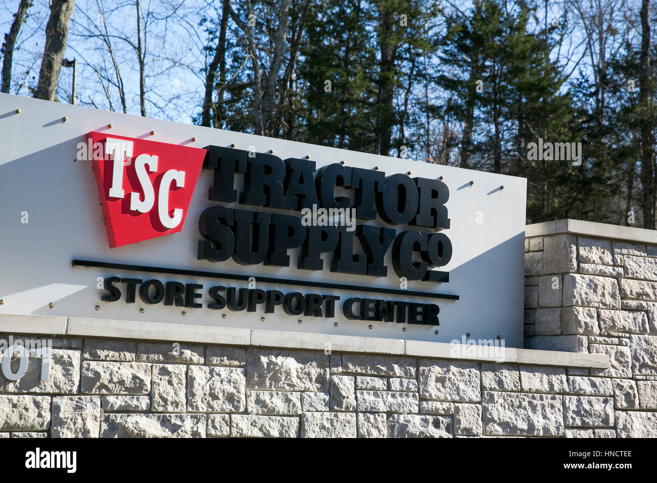 A logo sign outside of the headquarters of the Tractor Supply Company
