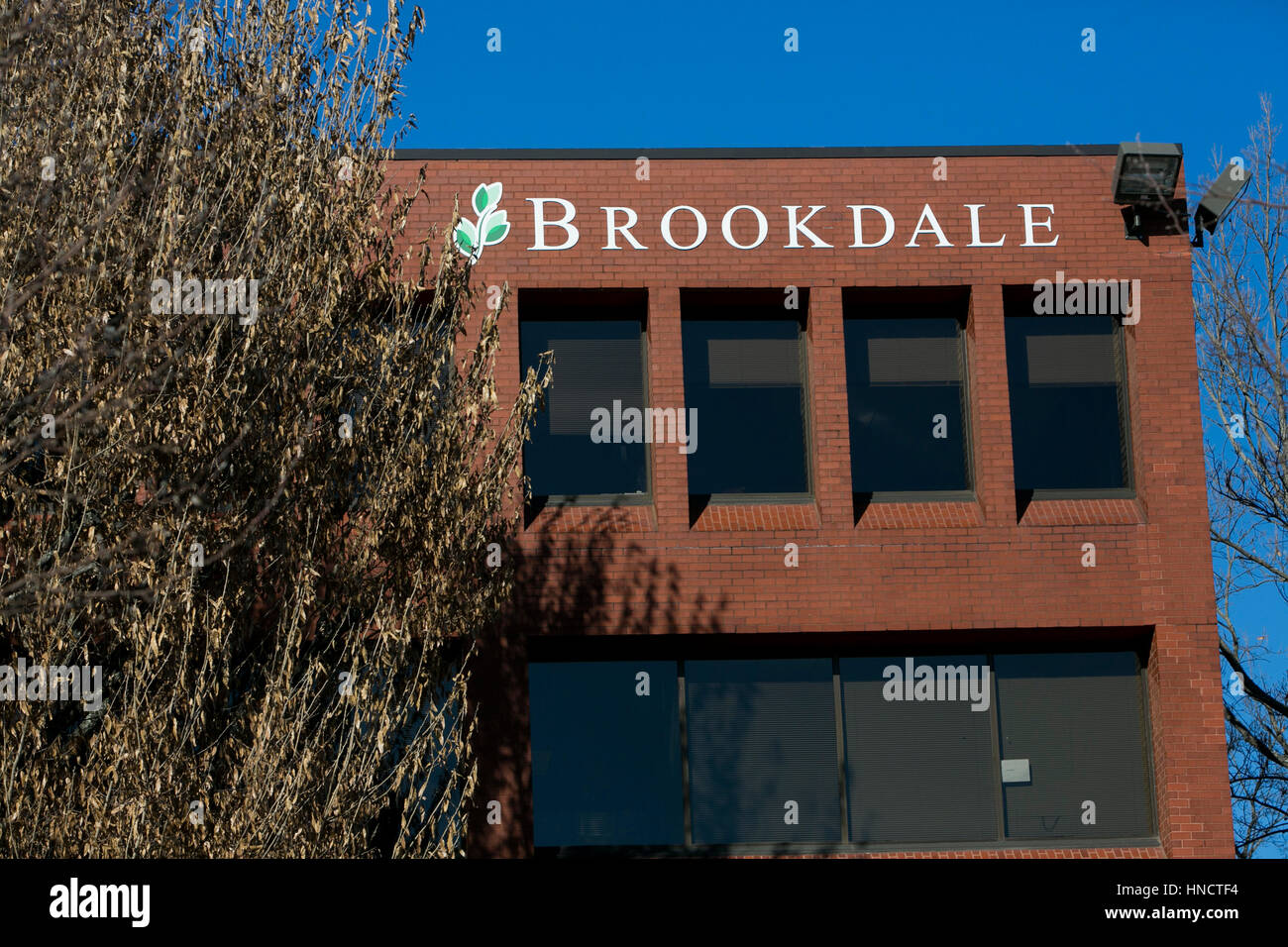 a-logo-sign-outside-of-the-headquarters-of-brookdale-senior-living-in