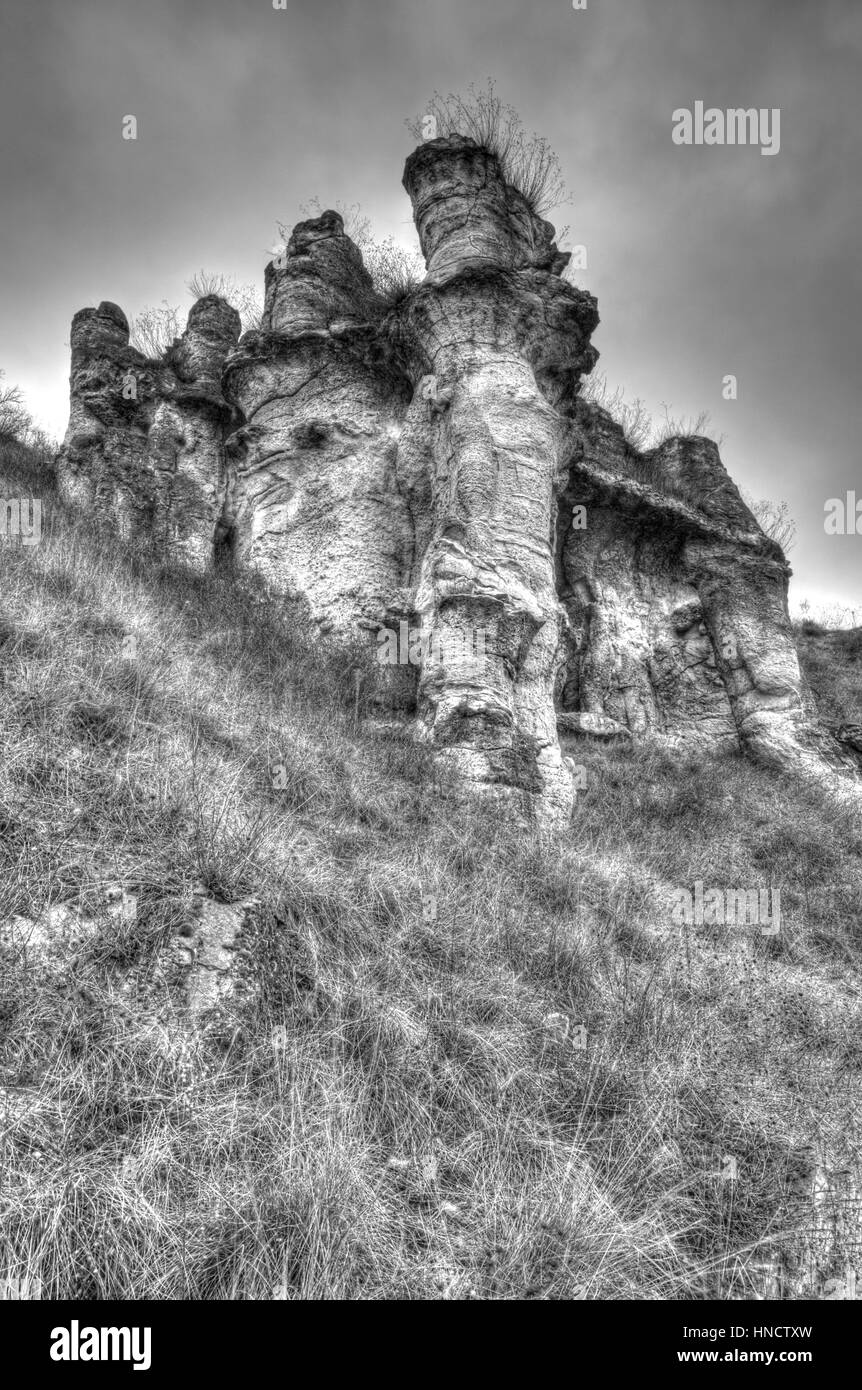 Rocky landscape in black and white Stock Photo - Alamy