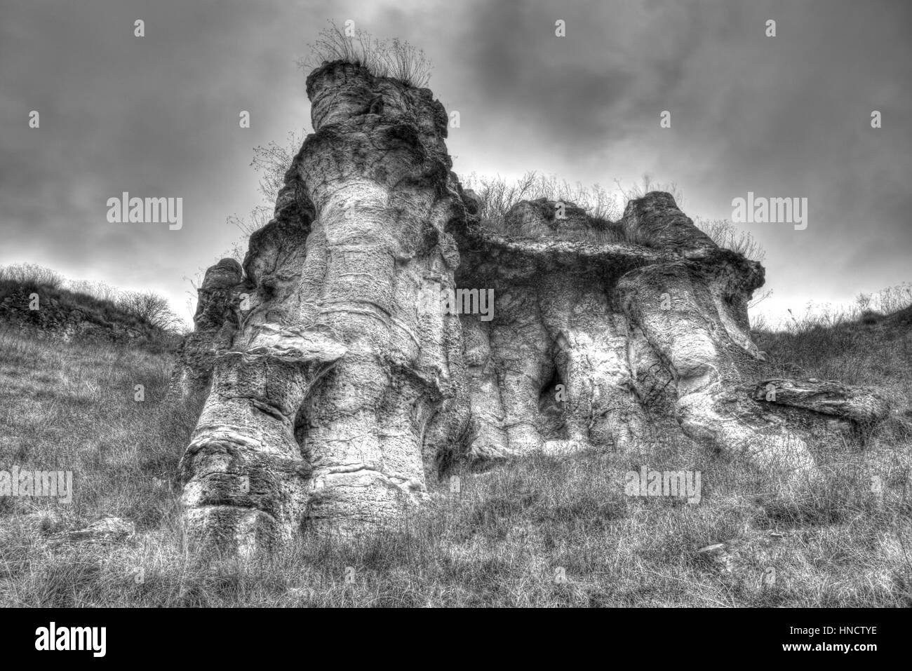 Rocky landscape in black and white Stock Photo - Alamy