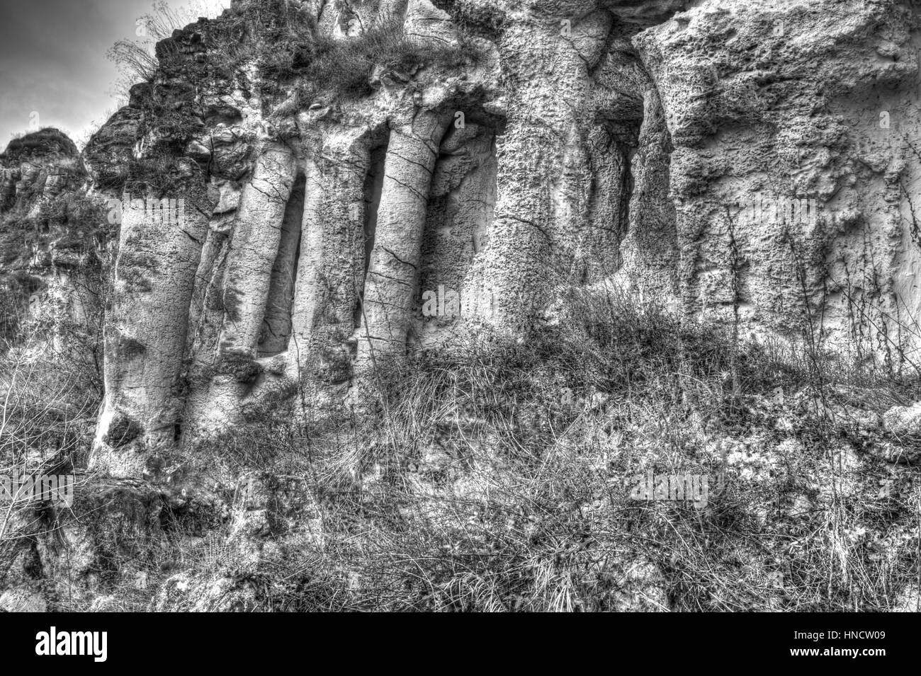 Rocky landscape in black and white Stock Photo - Alamy